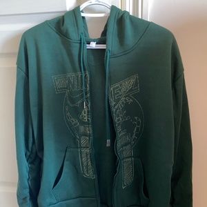Y2K Graphic Green Zip up Hoodie